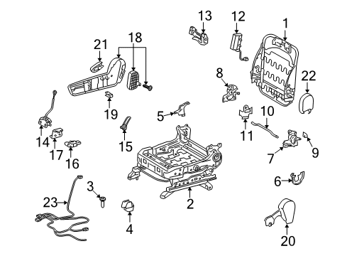 2009 Pontiac Vibe Cover,Passenger Seat Back Cushion Reclining Inner Finish *Gray Diagram for 19185022