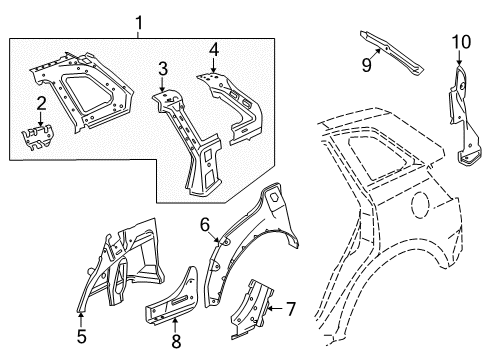 2009 Saturn Vue Inner Structure - Quarter Panel Diagram 1 - Thumbnail