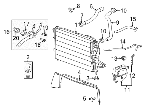 2009 Chevy Equinox Radiator & Components Diagram