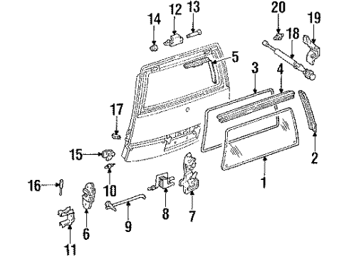 1995 Chevy Lumina APV Rod Assembly, Lift Gate Lock Diagram for 10206990