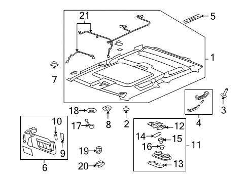 2009 Hummer H3T Support,Sunshade Diagram for 15272047