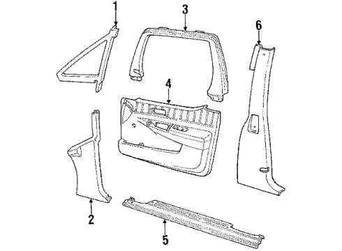 1990 Chevy Lumina APV Molding,Windshield Pillar Scalp Diagram for 12482006