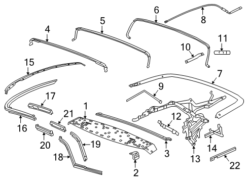 2016 Chevy Camaro Guide Kit, Folding Top Cover Side Tension Cable Diagram for 84078091