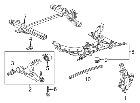 2018 Chevy Volt Front Suspension Components, Lower Control Arm, Stabilizer Bar Diagram