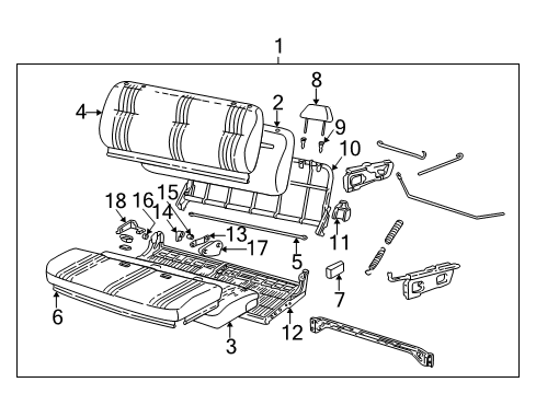 2000 Chevy C3500 Bushing, Hinge Pivot Seat Back Diagram for 15577373