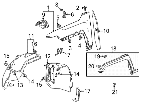 2022 GMC Hummer EV Pickup Fender & Components, Exterior Trim - Body & Hardware Diagram