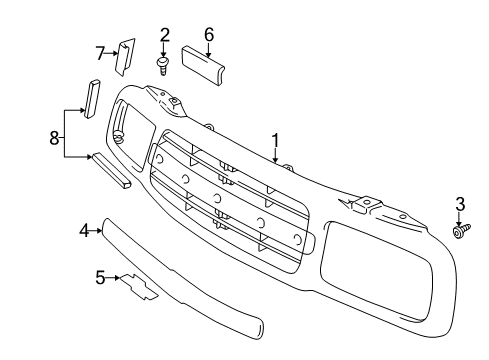 2004 Chevy Tracker Grille & Components Diagram