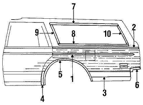 1987 Buick Electra Quarter Panel Glass, Exterior Trim Diagram