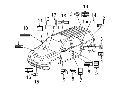 2011 Cadillac Escalade Information Labels Diagram 2 - Thumbnail