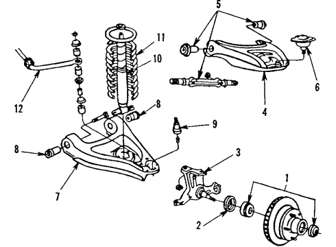 1984 Chevy Impala Front Suspension, Control Arm Diagram 3 - Thumbnail