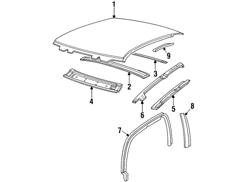 1993 Oldsmobile Achieva Weatherstrip Assembly, Roof Side Rail Pinchweld Diagram for 22583903