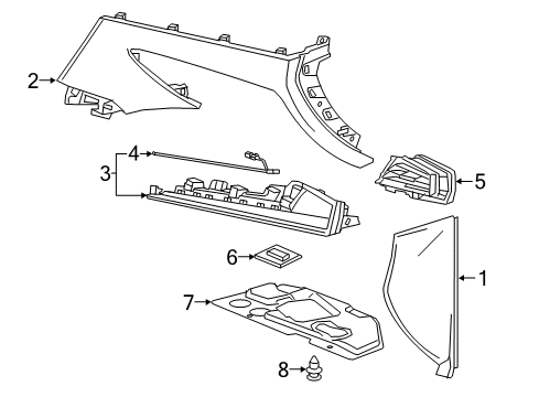 2021 Cadillac XT5 Cover, Instrument Panel Outer Trim *Dark Titanium Diagram for 23418635