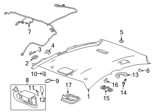 2016 Chevy Volt Support, Sunshade *Light Ash Grr Diagram for 23438716