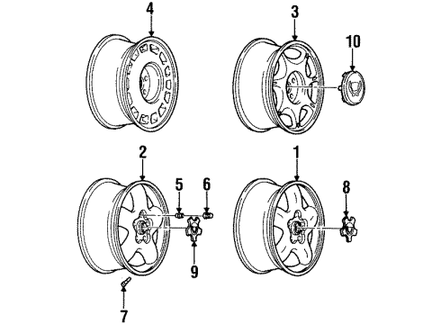 1999 Cadillac Catera Wheel Rim,16X7 *Aluminum Diagram for 90497551