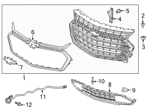 2021 Chevy Traverse Grille & Components Diagram