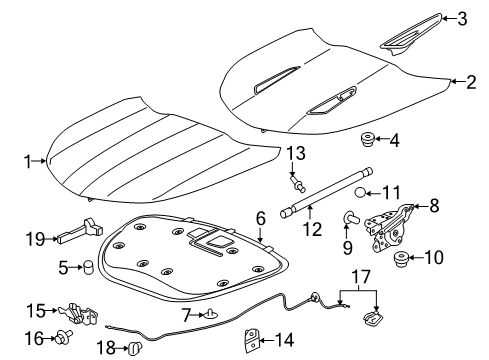 2016 Chevy Camaro Hood & Components, Body Diagram