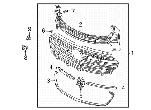 2022 Buick Envision Grille Assembly, Front *Exterior Brim Diagram for 84899913