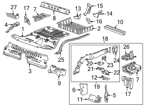 2016 Cadillac ATS Rear Floor & Rails Diagram 2 - Thumbnail