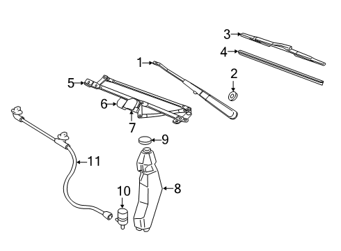 2003 Chevy Express 3500 Wiper & Washer Components, Body Diagram