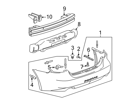 2007 Pontiac Grand Prix Rear Bumper Cover (Primed) Diagram for 12336087