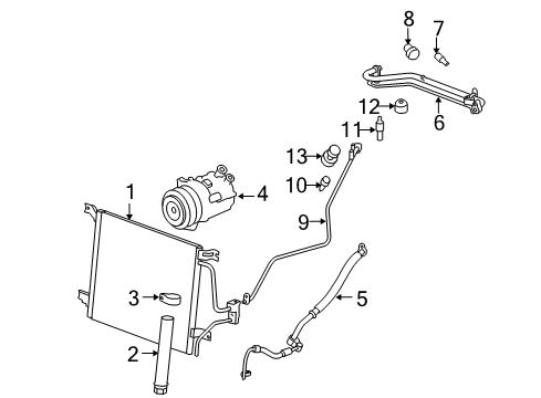 2007 Pontiac Solstice A/C Condenser, Compressor & Lines Diagram