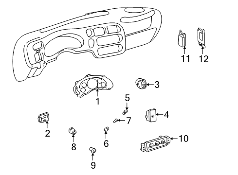 2004 GMC Sonoma Cluster & Switches, Instrument Panel Diagram 2 - Thumbnail