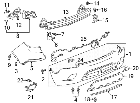 2014 Buick Encore Guide Assembly, Rear Bpr Fascia Diagram for 42616243