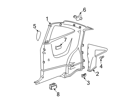 1997 Chevy Cavalier Escutcheon, Quarter Upper Trim Panel Front Seat Bel*Neutral Diagram for 22645577