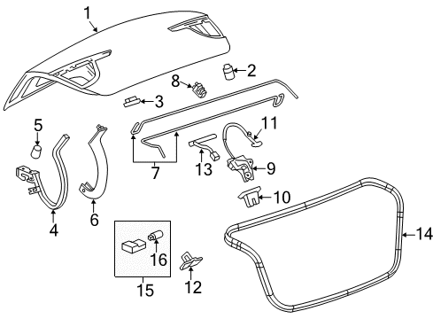 2016 Buick Verano Hinge Assembly, Rear Compartment Lid Diagram for 22784589