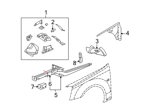 2006 Cadillac STS Structural Components & Rails Diagram