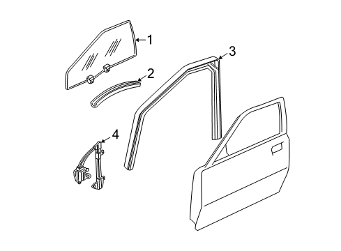 1997 Buick Regal Front Door - Glass & Hardware Diagram