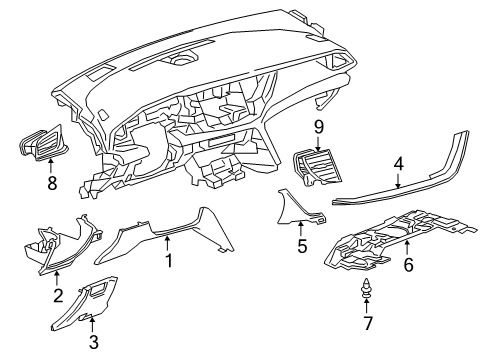 2020 Buick Regal TourX Outlet Assembly, Instrument Panel Outer Air *Orasi Piblk Diagram for 39017262