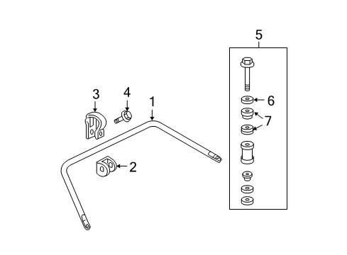 2010 Cadillac DTS Rear Suspension Components, Ride Control, Stabilizer Bar Diagram