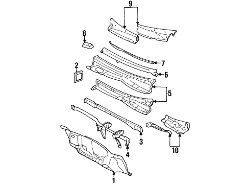 1997 Chevy Monte Carlo Cowl & Components Diagram 2 - Thumbnail