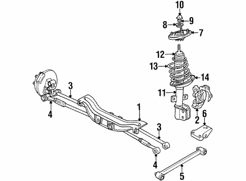 2001 Oldsmobile Intrigue Rear Suspension Components, Stabilizer Bar Diagram