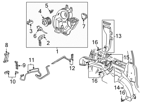 1999 Chevy Venture A/C Evaporator & Heater Components Diagram 2 - Thumbnail