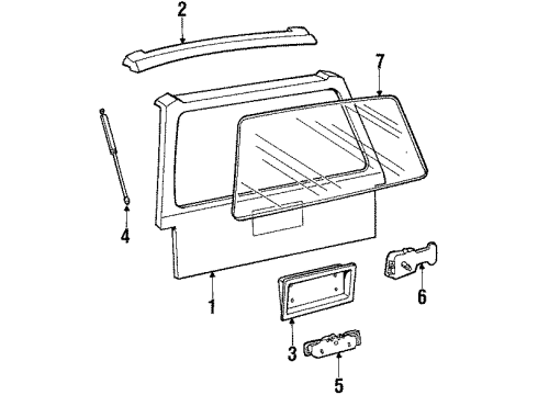 1984 Oldsmobile Firenza Window,Lift Gate Diagram for 20341148