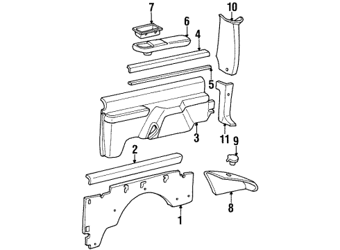 1992 GMC Yukon Interior Trim - Quarter Panels Diagram