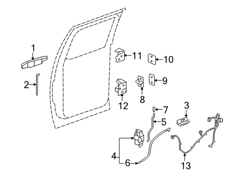 2012 GMC Sierra 1500 Rear Door - Lock & Hardware Diagram