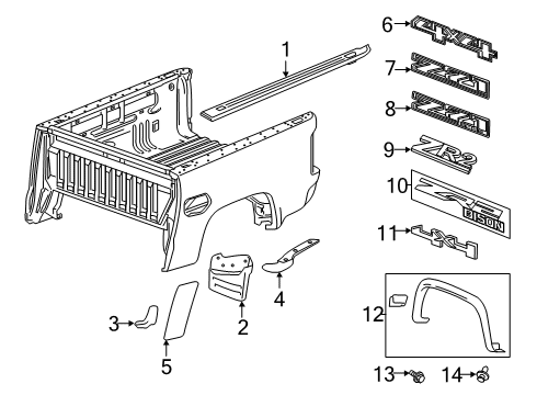 2022 Chevy Colorado Molding Assembly, Rear Whl Opg Rr Diagram for 84210999