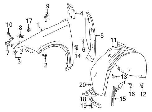 2022 Cadillac XT6 Fender & Components Diagram