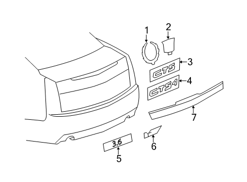 2012 Cadillac CTS Applique,Rear Compartment Lid *Chrome Diagram for 22814000