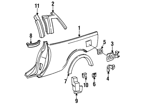 1993 Buick Regal Panel, Quarter Outer Upper Diagram for 10179998