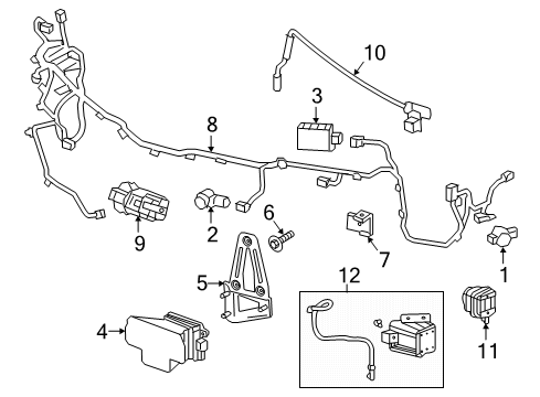 2021 Cadillac XT5 Electrical Components - Front Bumper Diagram