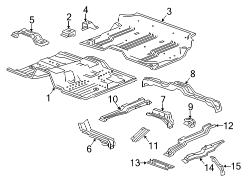 2020 Cadillac Escalade Pillars, Rocker & Floor - Floor & Rails Diagram