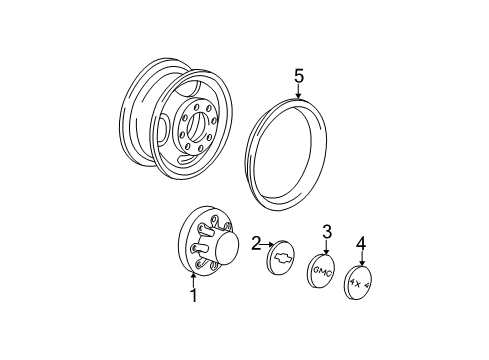 1995 Chevy C1500 Wheel Covers & Trim Diagram 3 - Thumbnail