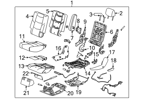 2018 GMC Yukon Second Row Seats Diagram 1 - Thumbnail