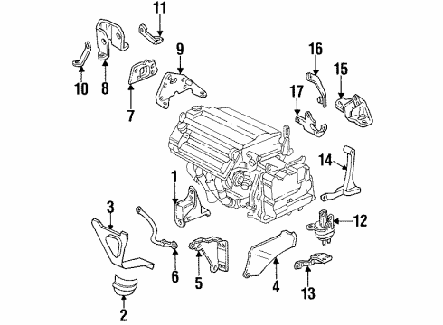 1998 Oldsmobile Aurora Bracket, Trans Rear Mount *Black Diagram for 22145980