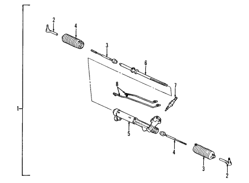 1995 Buick Riviera P/S Pump & Hoses, Steering Gear & Linkage Diagram 1 - Thumbnail