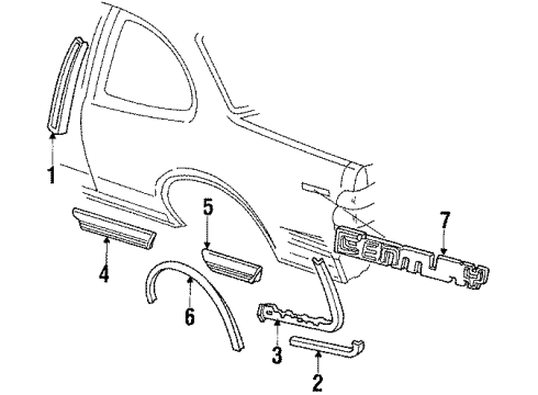 1992 Buick Century MOLDING, Rear Quarter Panel Diagram for 10212434